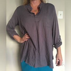 NWT Pleione Gray Utility Blouse